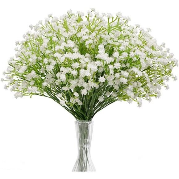 10Pcs Artificial Baby's Breath Flowers, White - Picture 1 of 6